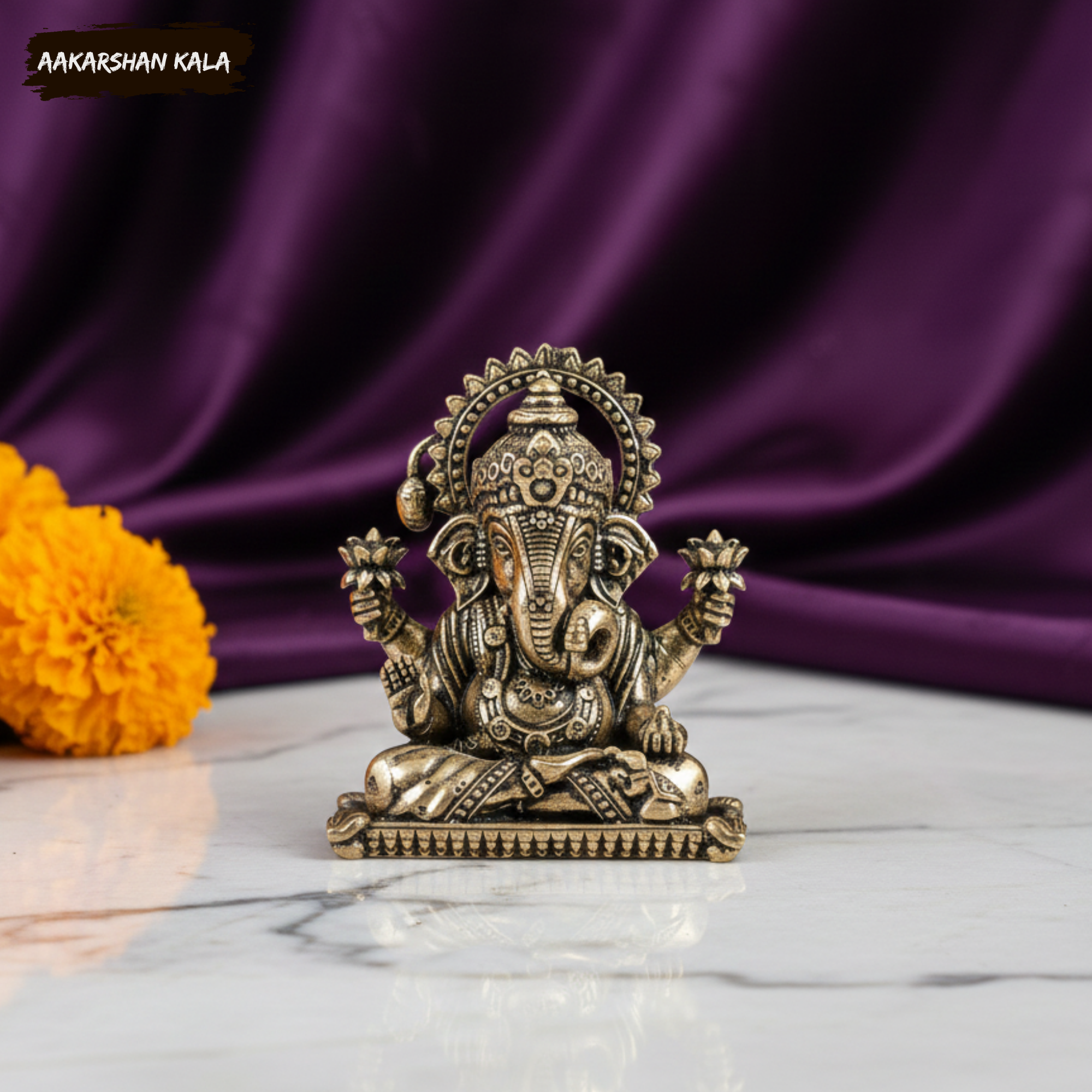 Brass Ganesha Statue | Miniature Hindu God Idol, Home Temple Decor