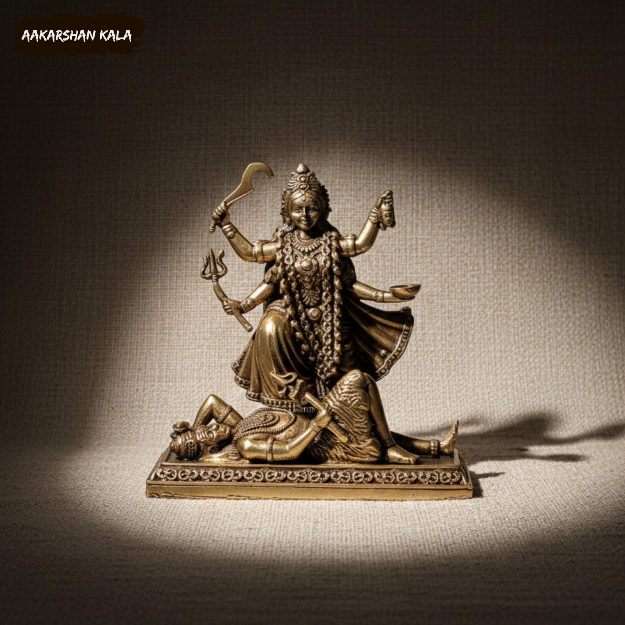 Brass Kali Statue | 4 Inch Hindu Goddess Idol, Temple Decor