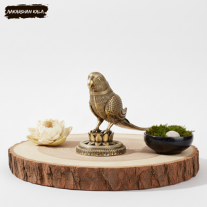 Hand-Carved Brass Parrot Figurine | Artistic Home Decor, 4 Inch