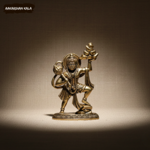 Brass Hanuman Statue with Sanjeevani | Hindu God Murti (2.5 inch)