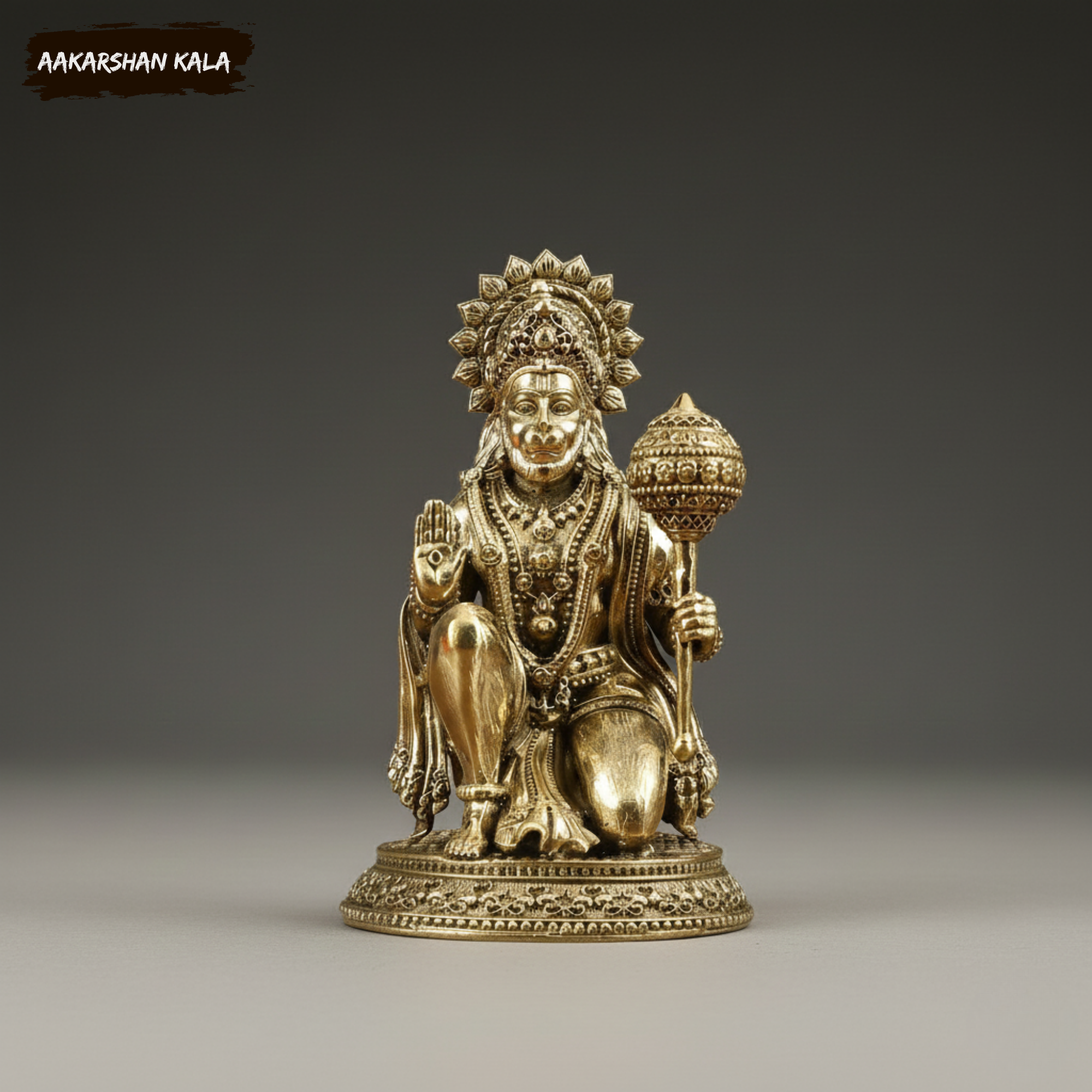 Handcrafted Brass Hanuman Statue | Hindu God Murti, Spiritual Decor (4.5 Inch)