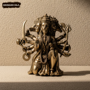 Brass Hanuman Wall Hanging | Hindu God Panchmukhi Idol, 4 Inch