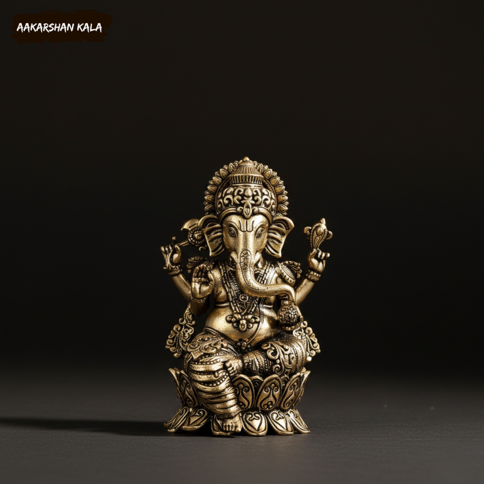 Brass Ganesha Statue | 4 Inch Hindu God Murti, Pooja Decor