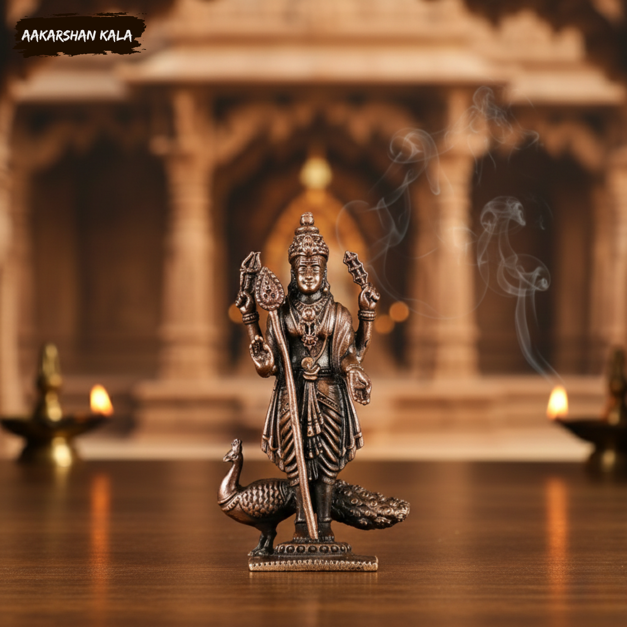 Copper Kartikeya Murugan Idol | 3 Inch Hindu God Statue