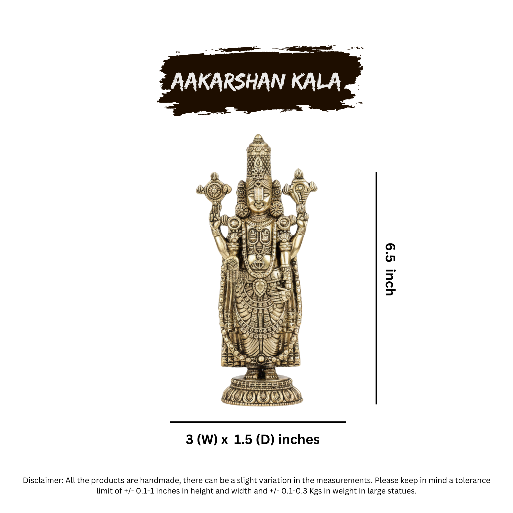 Brass Tirupati Balaji Idol | Venkateswara Murti, Home Temple Decor