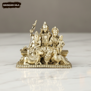 Brass Shiv Parivar Idol | 2 Inch Hindu God Family Statue
