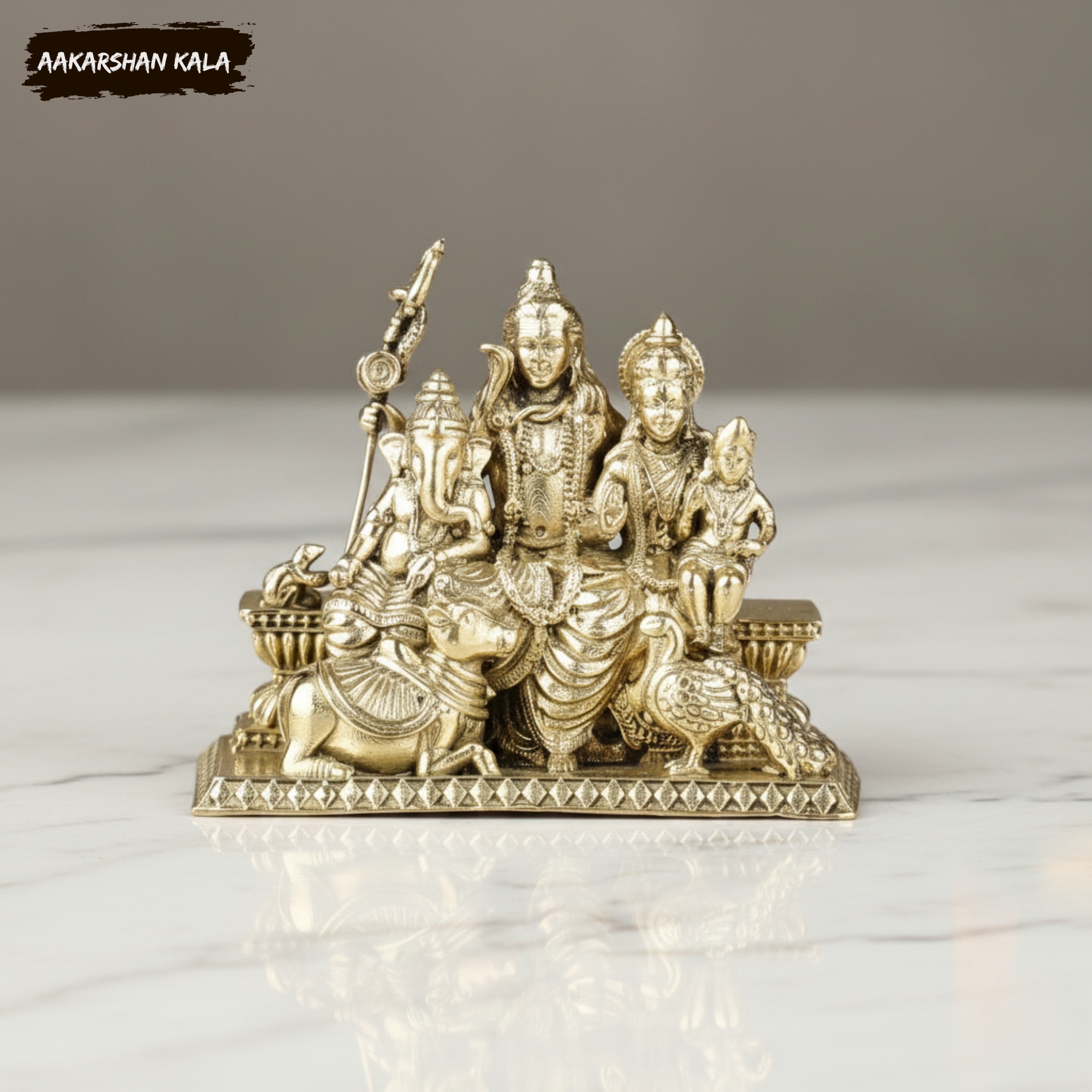 Brass Shiv Parivar Idol | 2 Inch Hindu God Family Statue