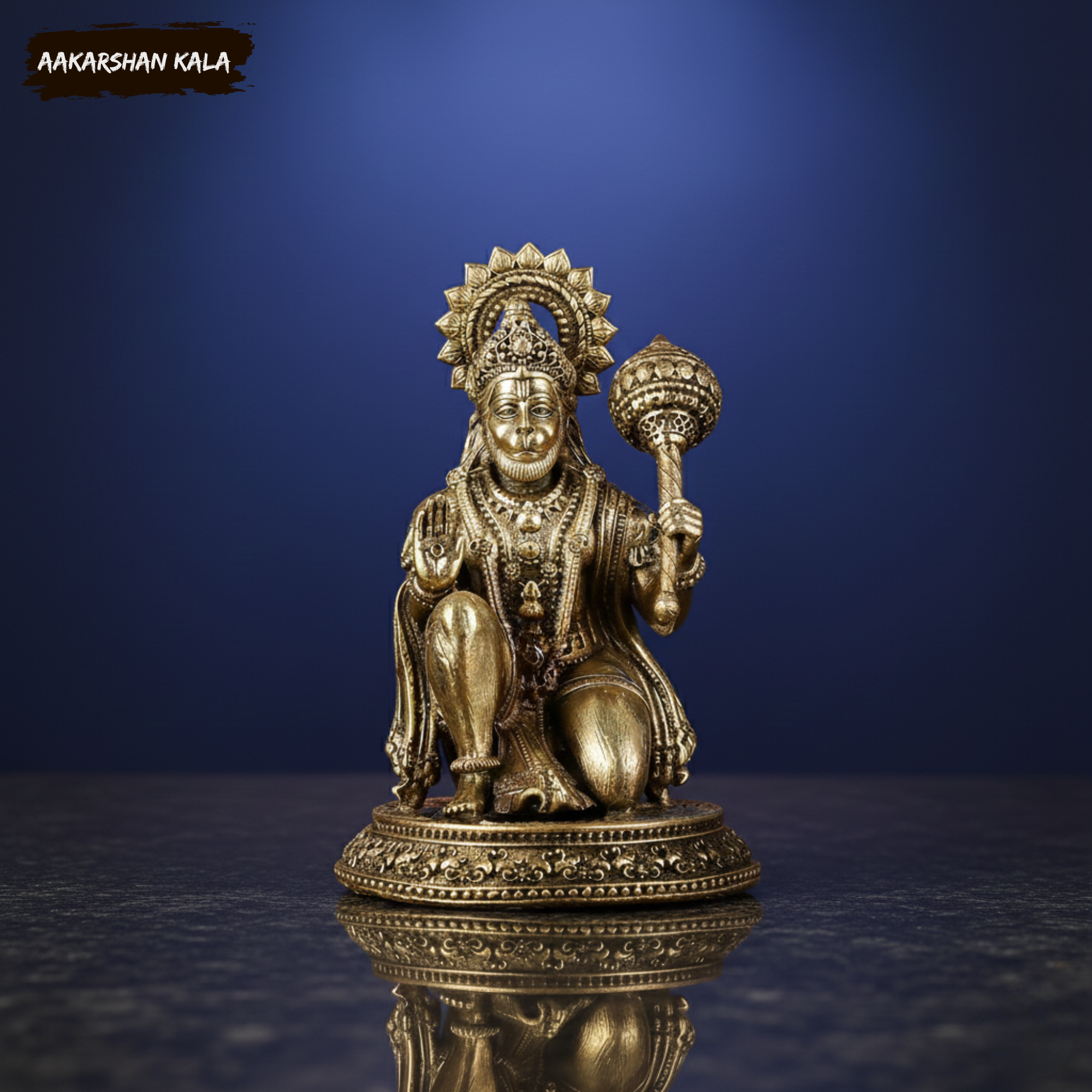 Brass Hanuman Statue | Handcrafted Hindu God Murti, 3.5 Inch