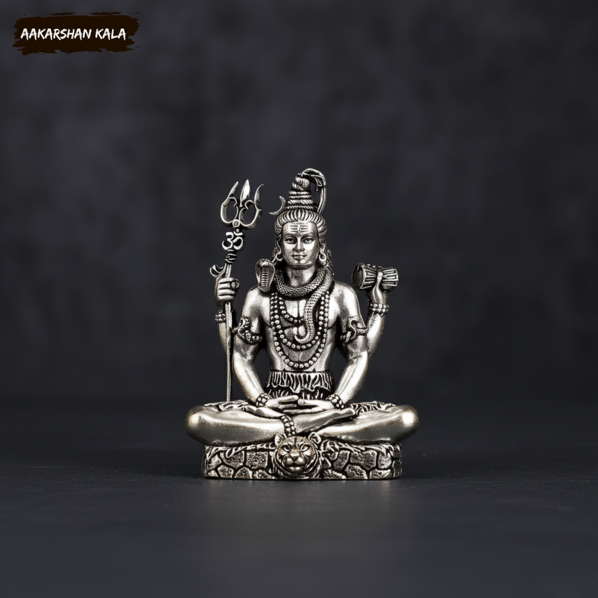 Silver Plated Shiva Idol | Brass Hindu God Murti, 3 Inch