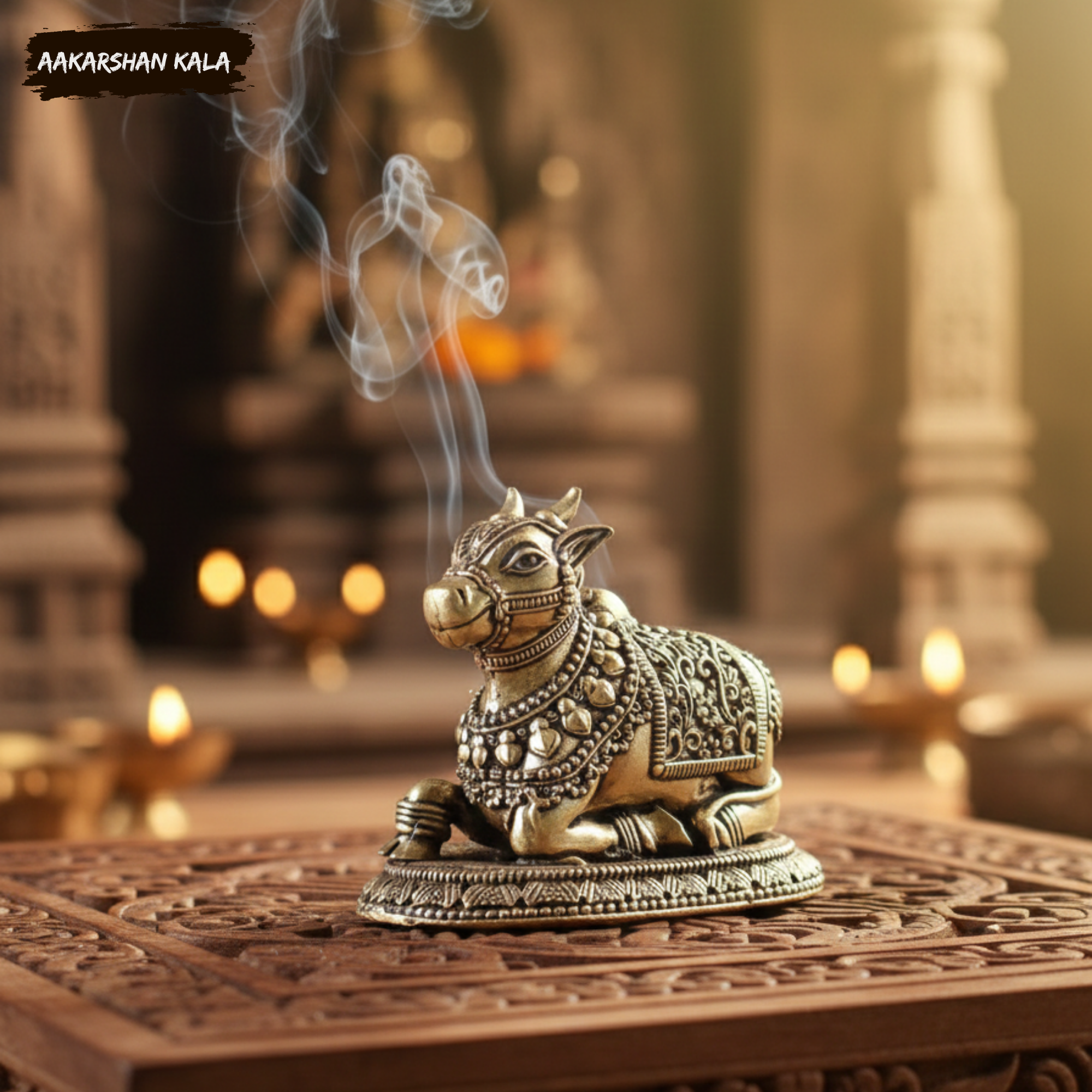 Brass Nandi Statue | Miniature Bull Figurine, Pooja Room Decor