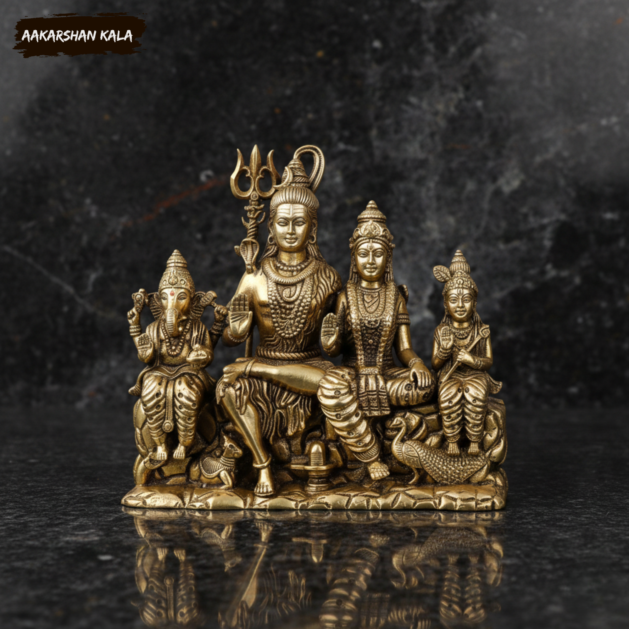 Handmade Brass Shiv Parivar Idol | Hindu Family Statue
