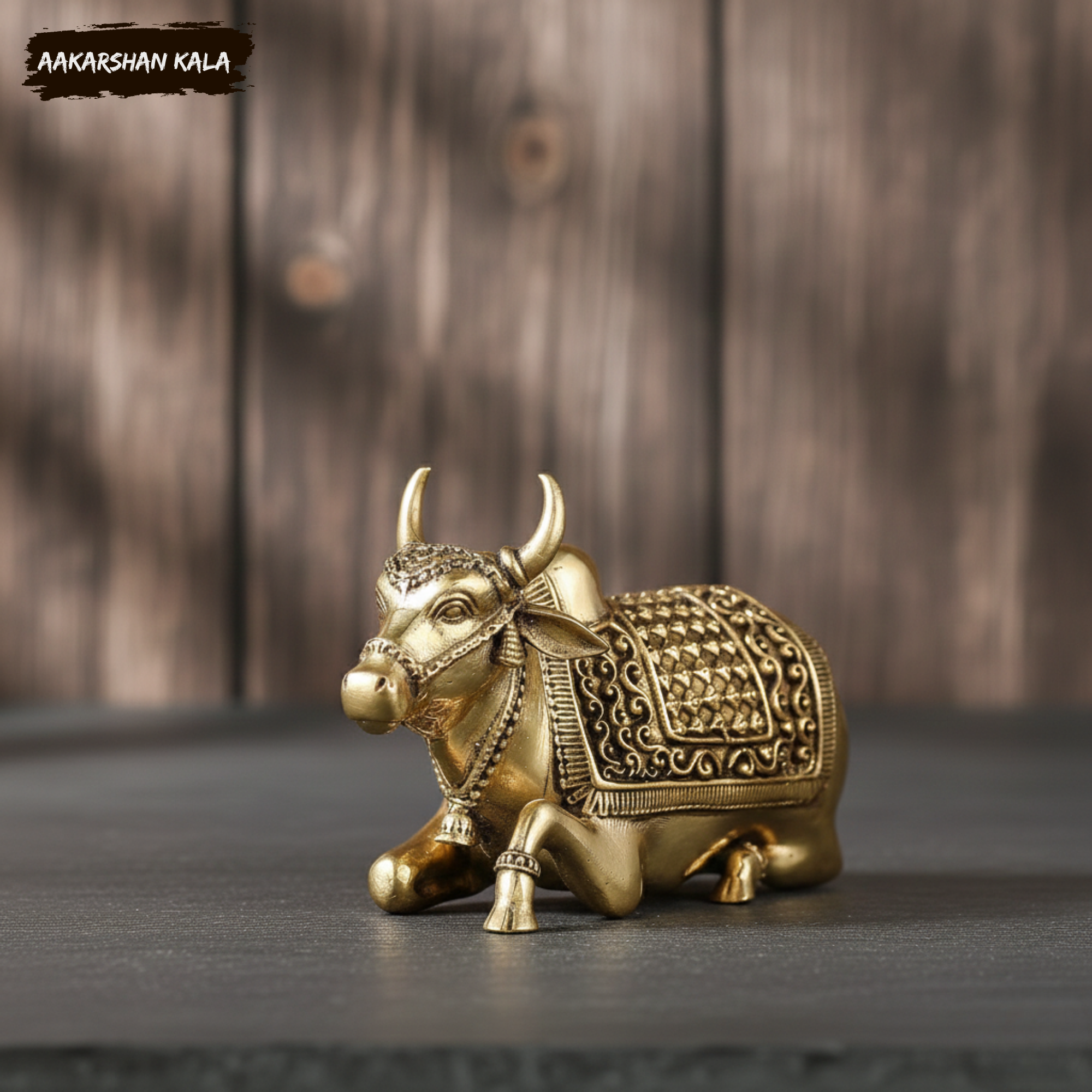 Brass Nandi Idol | Miniature Shiva Bull Statue, Pooja Decor