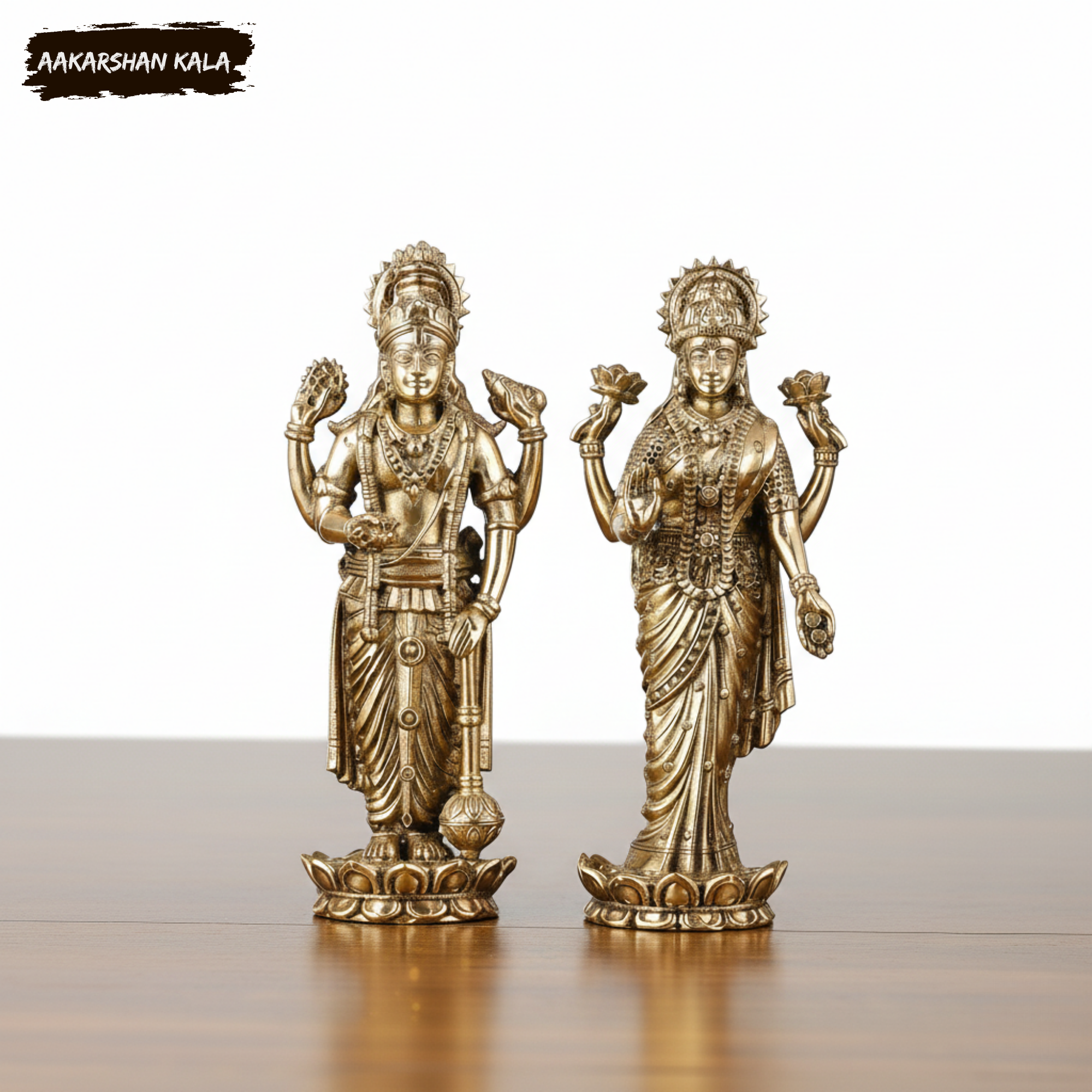 Brass Vishnu Lakshmi Narayana Idol | Miniature Hindu Deity Statue