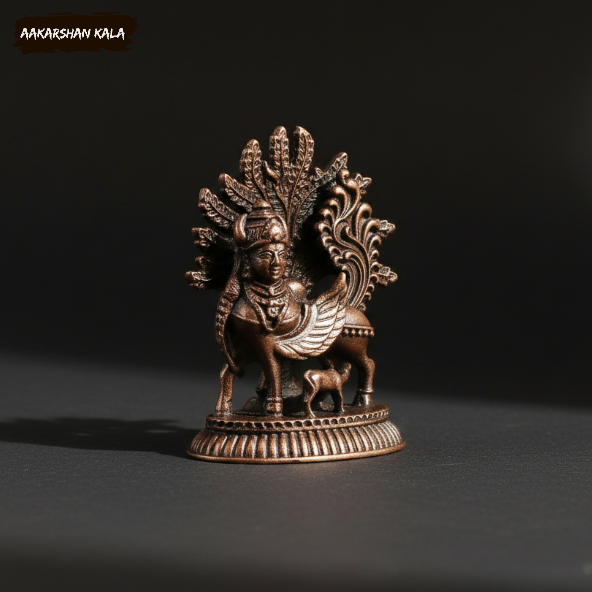 Copper Kamdhenu Cow Idol with Kalpavriksha | Hindu Pooja Decor