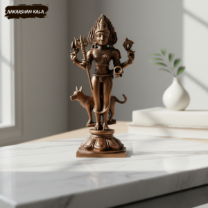 Handcrafted Copper Kaal Bhairava Idol | Hindu Protective Deity, 5.5 Inch