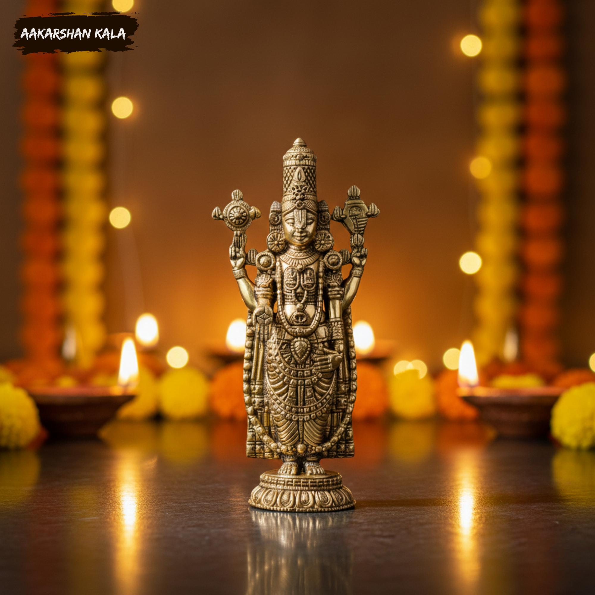 Brass Tirupati Balaji Idol | Venkateswara Murti, Home Temple Decor