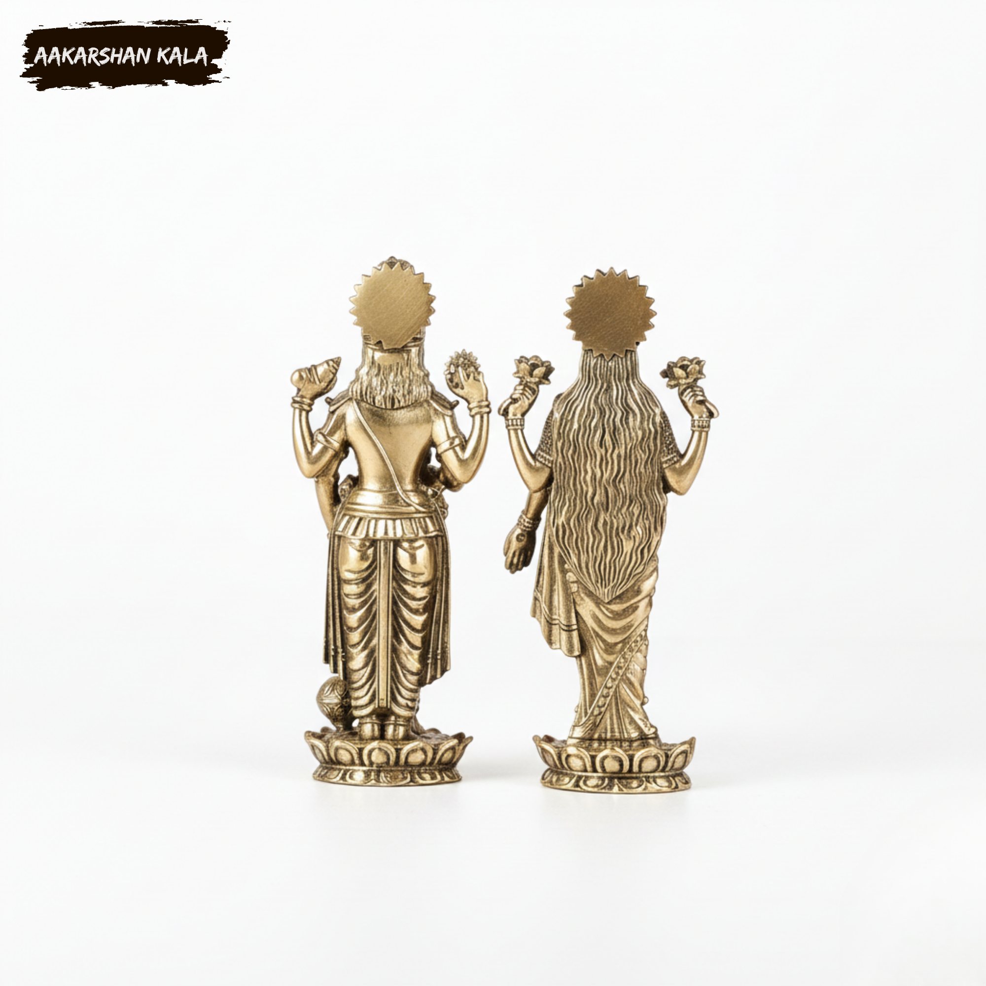 Brass Vishnu Lakshmi Narayana Idol | Miniature Hindu Deity Statue
