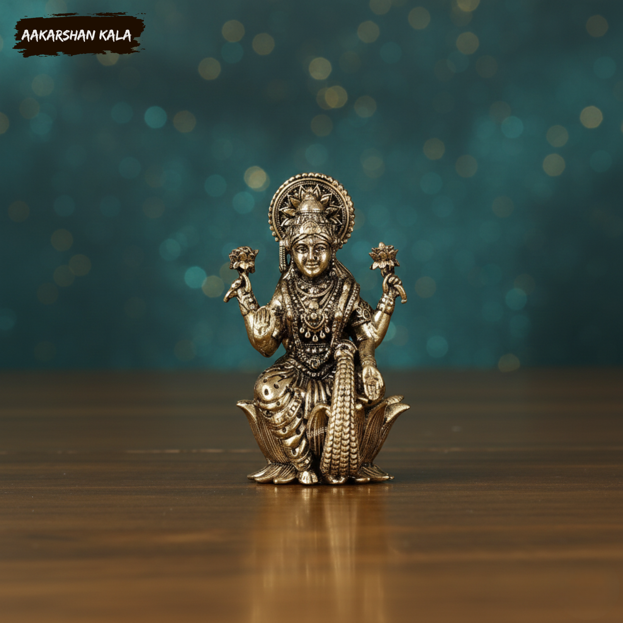 Brass Goddess Lakshmi Idol | Small Superfine Lakshmi Murti | 2.5 Inch